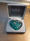 Vintage Waterford Green Crystal Heart Paperweight Hand Cooler 3" x 2"