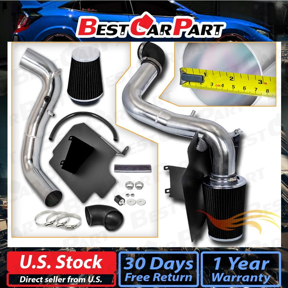 BCP 黑色 98-03 雪佛兰 S-10 /GMC Sonoma 2.2L 升隔热罩冷进气 + 过滤器 — 第 2/4 张图片