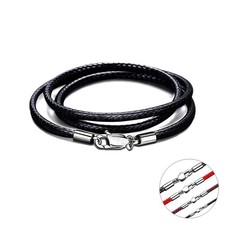 40-65cm 1-3mm Waterproof Braided Leather Necklace Cord Waxed Rope Stainless Stee
