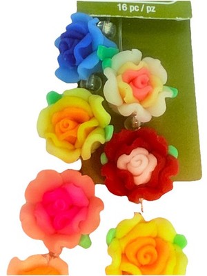 Multicolor Polymer Clay Flower Beads 15mm Bead Landing Qty:16