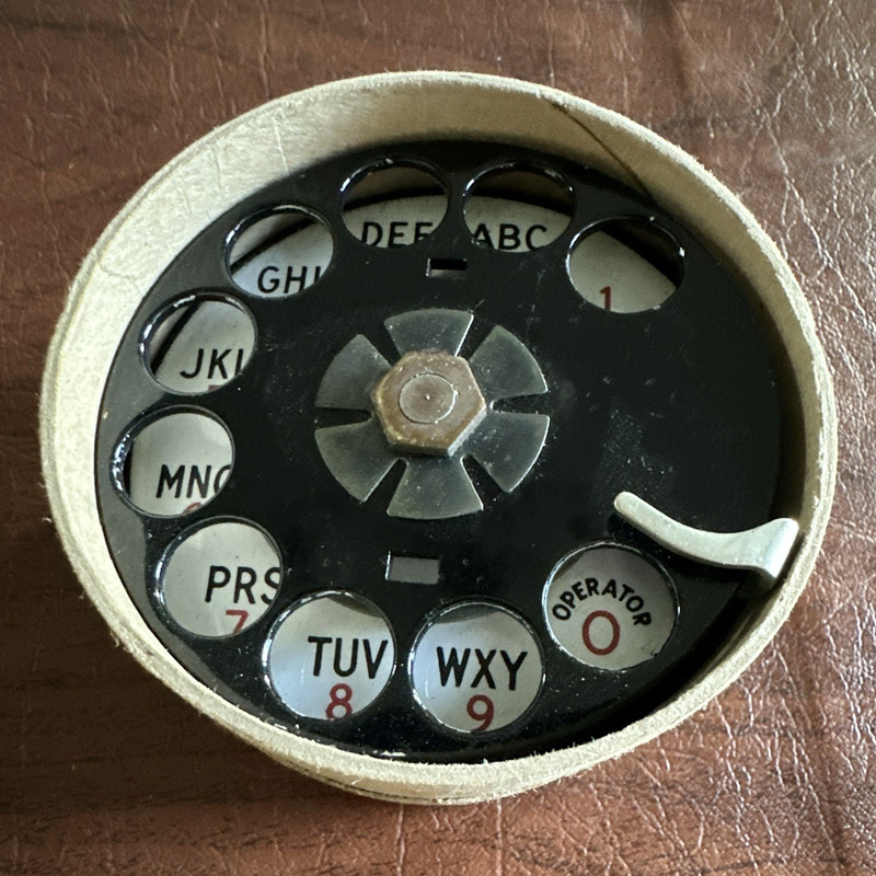 Rotary Telephone Dial Insert Plate with Lettered Number Holes & Operator Dial