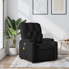 Massage Recliner Chair Black Polyester Regular
