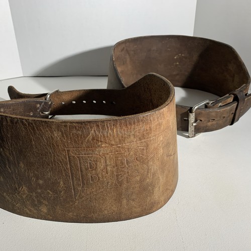 Paar Vintage BFS Leder Gewichthebergürtel Größe Large 34-45,5