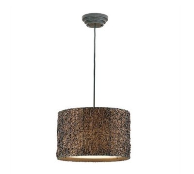 Uttermost Knotted Rattan Espresso Drum Ceiling Pendant 21103