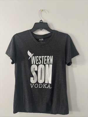 WESTERN SON 10X DISTILLED VODKA - GREY M V-NECK WOMENS T-SHIRT