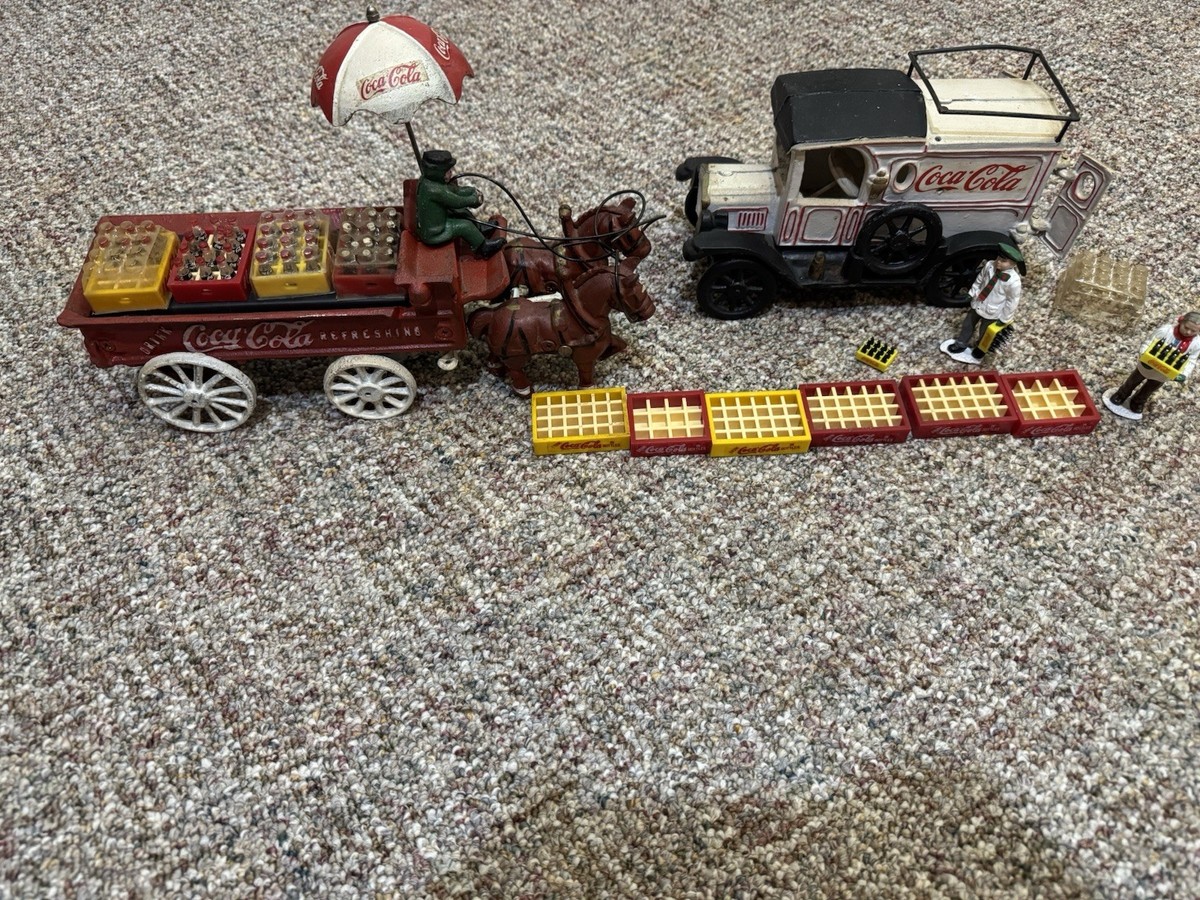 Vintage Cast Iron Coca-Cola Delivery Truck & Horse-Drawn Wagon
