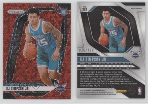 2024-25 Panini Prizm Fast Break Red Prizm /100 KJ Simpson Jr #247 Rookie RC
