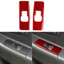 Red Real Carbon Fiber Rear Window Lift Switch Panel Trim For Ford Taurus 2013-19