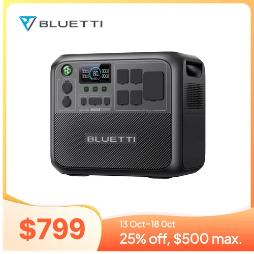 BLUETTI AC200L 2400W 2048Wh Portable Power Station RV Travel Extreme Weather