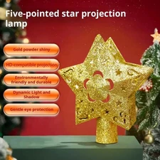 Christmas Tree Topper Projector LED Star Tree Topper Light Glitter 3D Rotating