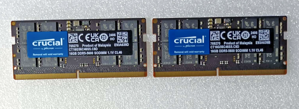 Crucial 32GB DDR5 Kit (2x16GB) 5600 Sodimm, Laptop RAM Memory