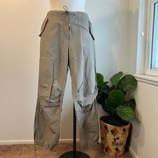 Y2K American Eagle Beige Cargo Roll Up Baggy Utility Pants Size 14 Women's