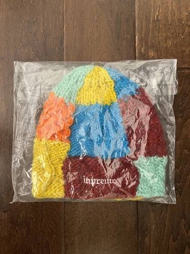 Supreme SS25 Bonnet Tricot Bloc Tricoté Main Poly Multicolore Taille Unique Neuf EN MAIN