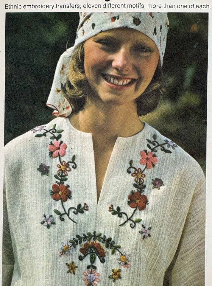 Butterick 4106 11 Ethnic Embroidery Transfers Pattern UC FF NIP VTG OOP 1970s - Image 3 of 4
