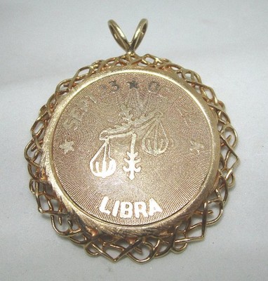 14K Yellow Gold Libra Pendant 21.11 grams 2 3/8 