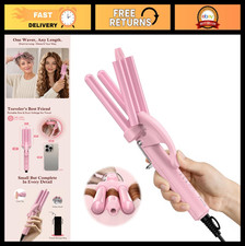 Mini Hair Waver 1/2" 3 Barrel Curling Iron for Short Hair Adjustable Heat, Tra
