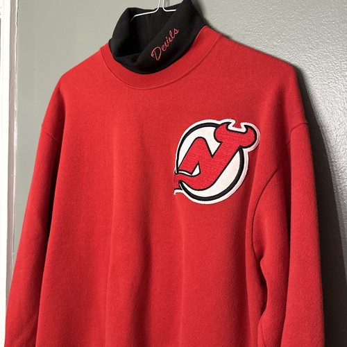 VINTAGE Majestic New Jersey Devils Girocollo Uomo XL Rosso/Nero USA anni 90 RARO 🔥