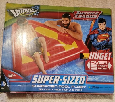 BoomWow Super-Sized Superman Pool Float 66  x 48.5  x 6  Brand New