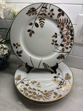 4 NEW MET Metropolitan Museum Of Art Asian Woodlands Dinner Plates - White Gold