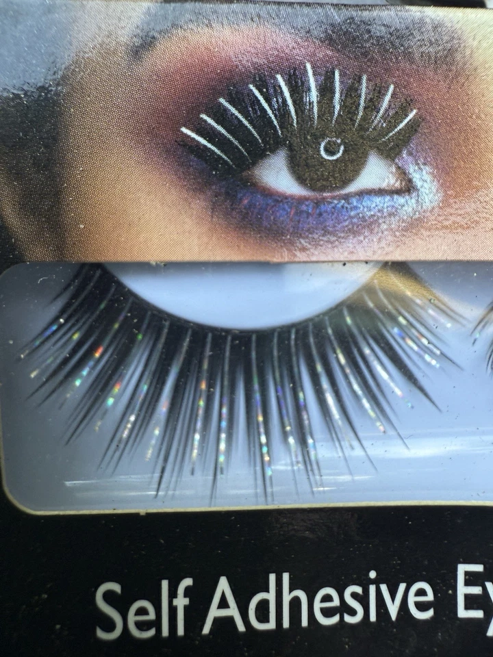Halloween Essentials Self-Adhesive Black And Glitter Fake Eye Lashes- 1 Pair - Image 2 of 2