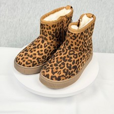 Cat Jack Toddler Leopard Print Faux Fur Lined Ankle Boots Brown Size 8 NEW