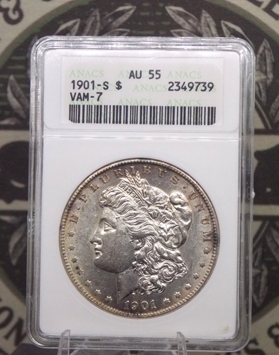 1901 "S" Morgan SILVER Dollar *VAM-7* $1 ANACS AU55 #739 About Unc SOAPBOX ECC&C - Picture 3 of 6