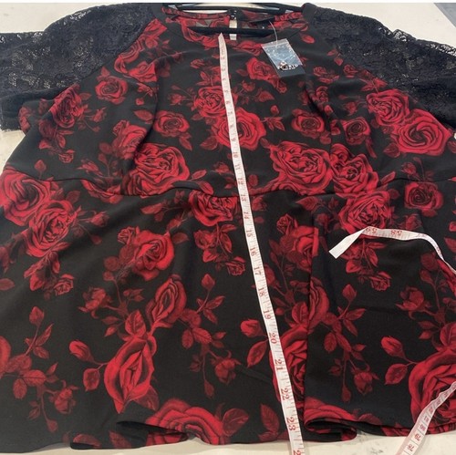 Torrid Übergröße Tops 2x Neu mit Etikett Farbe rot/schwarz Blumenmuster Spitze Kurzarm - Bild 7 von 8