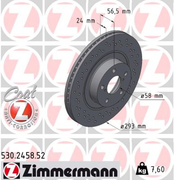 2X Zimmermann Bremsscheibe Sport Z 530.2458.52 FüR Brz Toyota Forester Legacy Gt-image