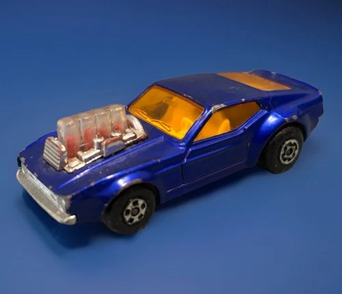 Mustang Piston Popper Matchbox Rolamatics No. 10 1973 Lesney Blue Car