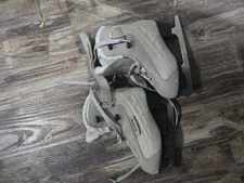 Powertek Ice Skate Beige Tan Recreational Figure Hockey Quilt Youth Shoe Size 12
