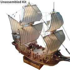 Unassembled 1:100 Galeon Golden Hind Sail Battleship Paper Model Sailboat Scene