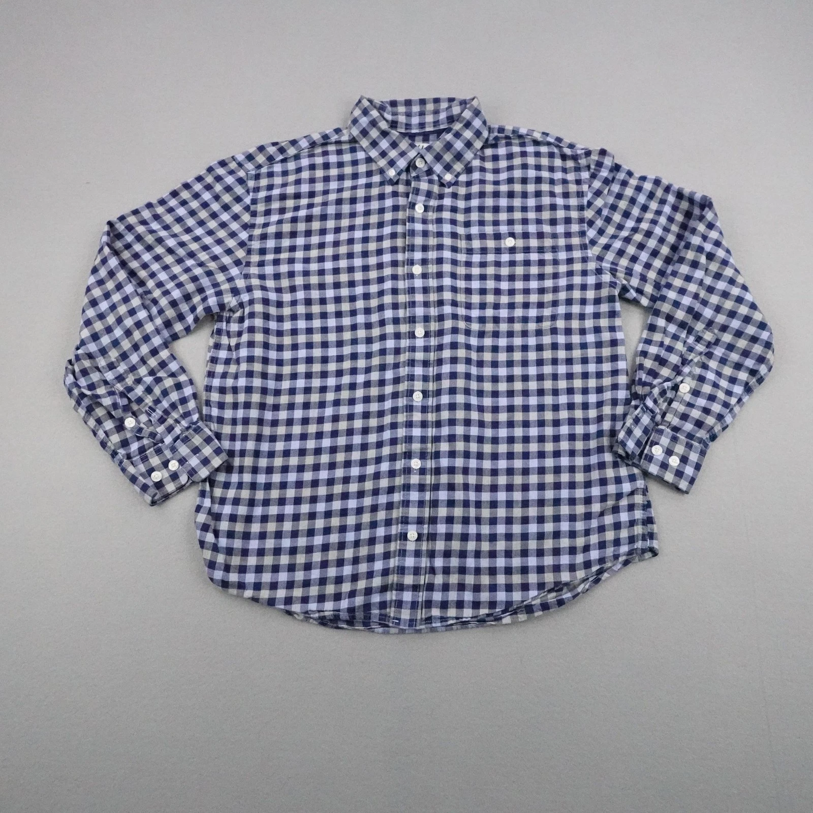 Orvis Shirt Mens Large Blue Gray Brushed Twill Plaid Flannel Button Up Outdoors