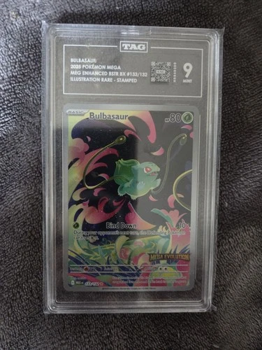 Pokémon Bulbasaur 133/132 Mega Evolution Stamped Full Art Promo - TAG 9