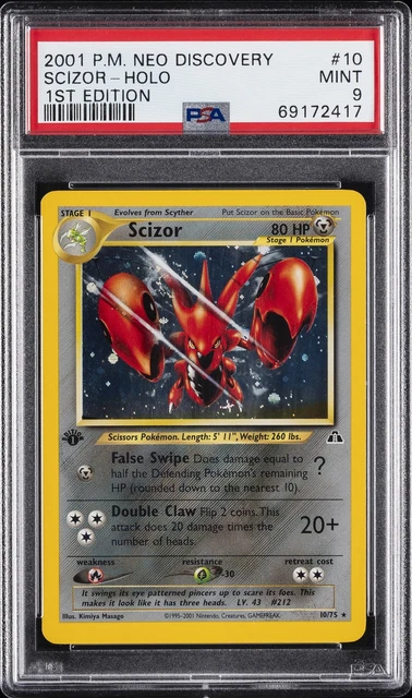 2001 POKEMON NEO DISCOVERY 1ST EDITION #10 SCIZOR-HOLO PSA 9