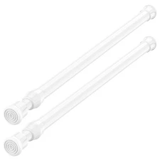 AIZESI Spring Tension Curtain Rods Short Tension Rod White,17 to 28-2Pcs