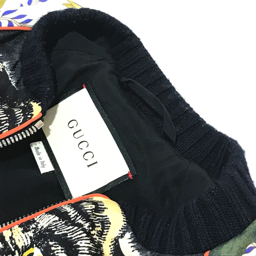 GUCCI 476247 Stampa Taiga Bomber Giacca Floreale Camicia Seta Paillettes Multicolore