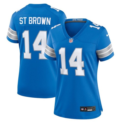 Detroit Lions Amon-Ra St. Brown #14 Nike Women's Blue 2025 NFL Game Jersey