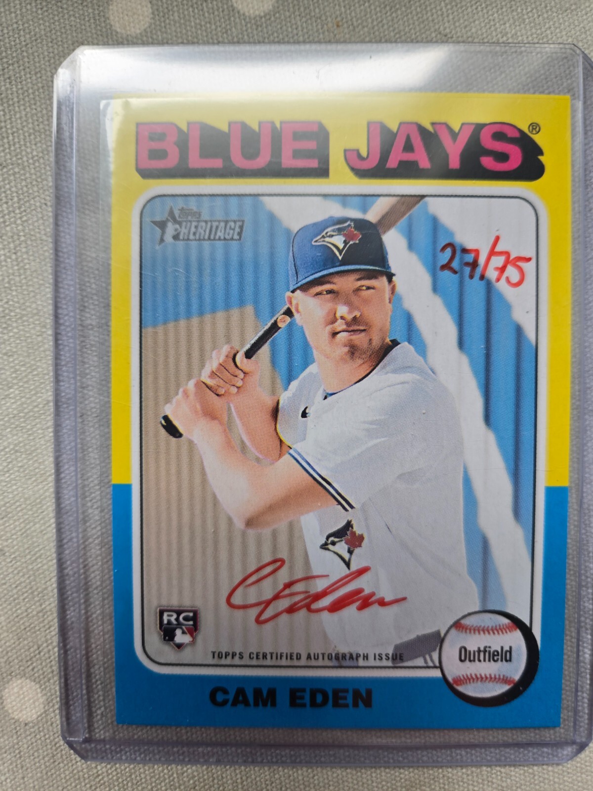 2024 Topps Heritage High Numbers Cam Eden RED INK Real One Auto /75 - Blue Jays