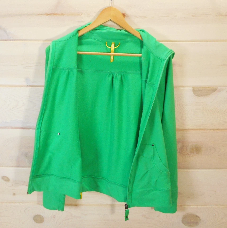 Sudadera Lole Para Mujer L Verde Cremallera Completa Bolsillos Floral Bordado Foto 4 de 4