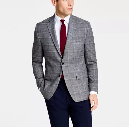 Cappotto sportivo Michael Kors uomo vestibilità classica elasticizzato nero a quadri 44R vendita al dettaglio $295