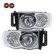 02-05 Dodge Ram 1500 2500 3500 Chrome Headlights Wclear Reflector Sport