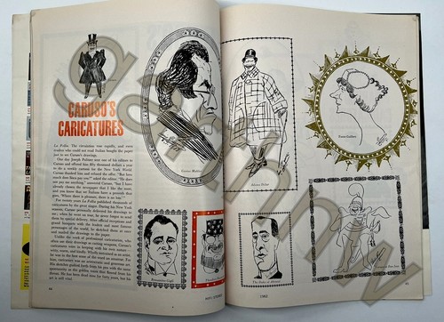 ENRICO CARUSO & HIS CARICATURE DRAWINGS OF FAMOUS PEOPLE RARE 1962 PICTORIAL