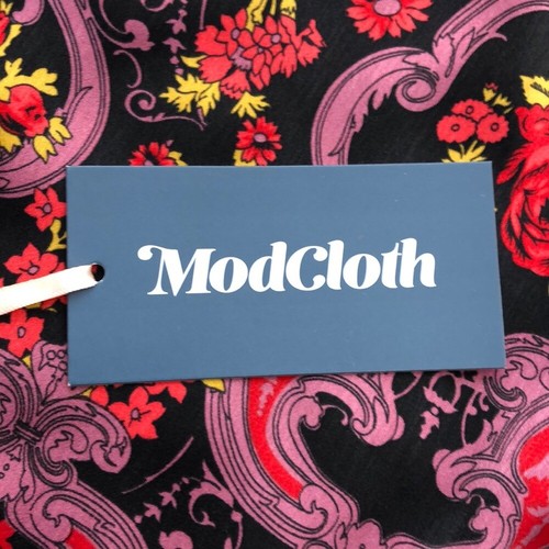 Red ModCloth Purple Side Slit Floral Print Midi Skirt sz S - Picture 7 of 9