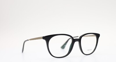 Prada VPR13U 1AB-1O1 Rectangle Black Silver Unisex Eyeglasses 50mm