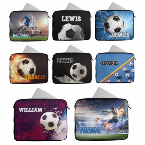 Personalised  Football Design Any Name Laptop Case Sleeve Tablet Bag 7 - Afbeelding 1 van 22