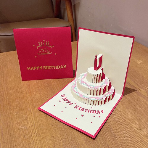 3D Happy Birthday with 3-tier Cake Greeting Card Family Adult Kids - Picture 5 of 17