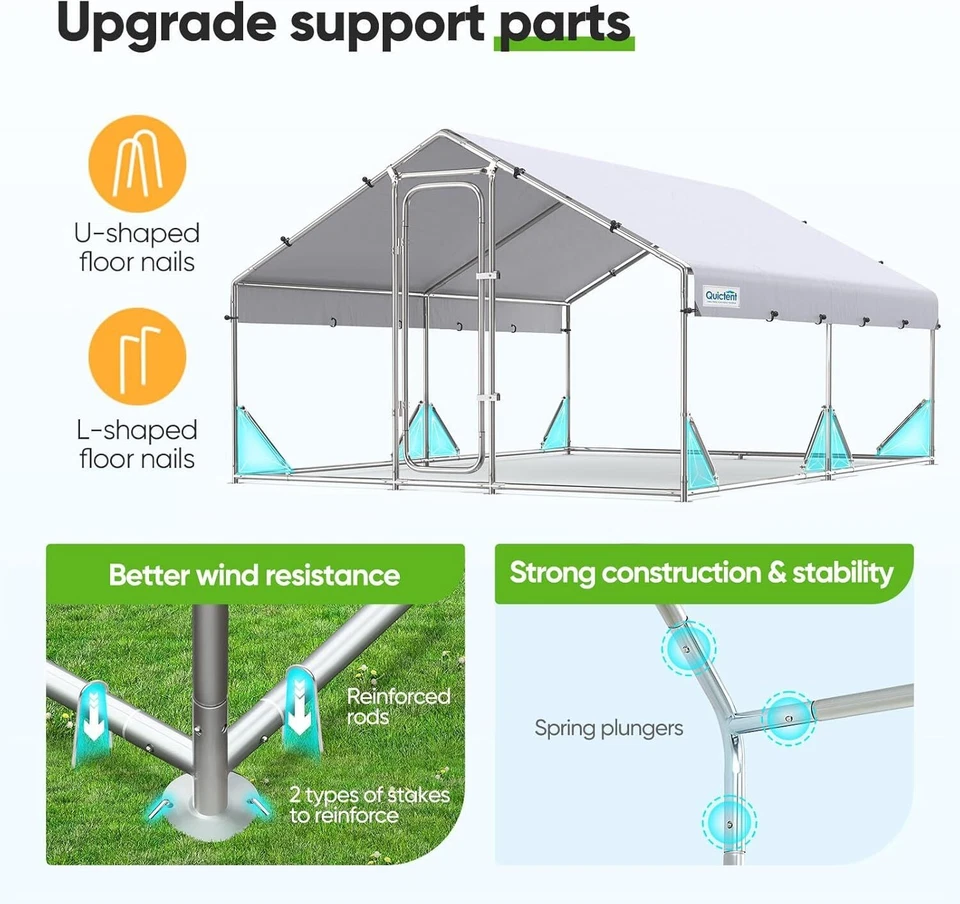 Quictent Gallinero Run para Aves de Corral con Cubierta de Techo Impermeable, Varios Tamaños Foto 4 de 4