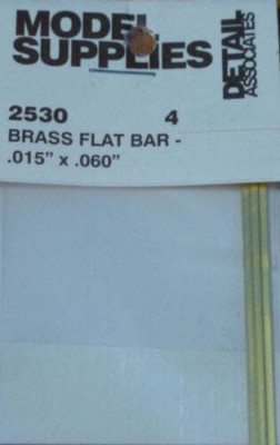 Detail Associates Flat Brass Wire pkg(4) .015 x .060in .04 x .15cm 2530