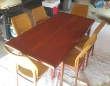 MID CENTURY MODERN MCM TEAK DINING TABLE 2 LEAFS 6 CHAIRS JOHANNES ANDERSEN