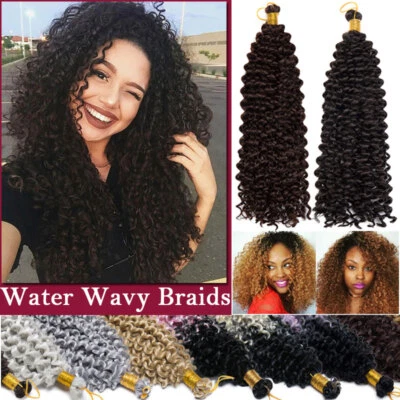 14" Kinky Bundles Curly Crochet Braid Deep Water Wave as Human Hair Extensions